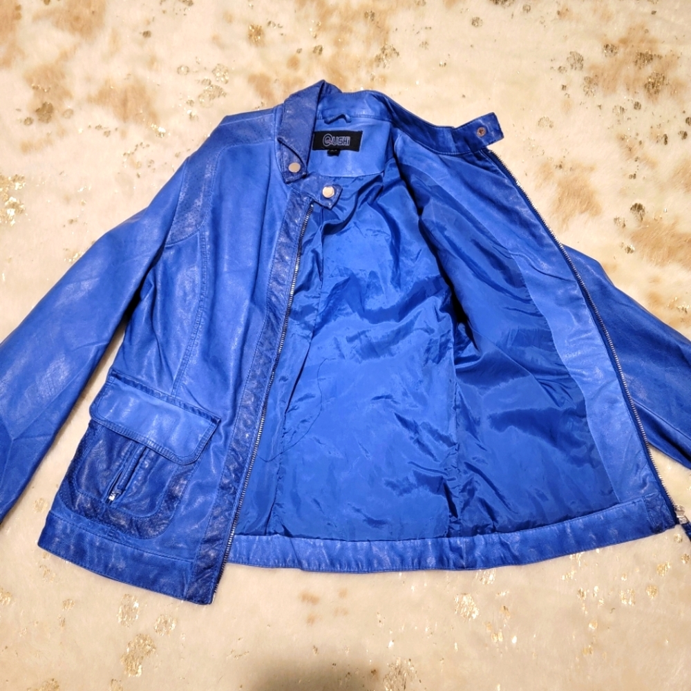 Electric Blue Leather Jacket